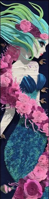 Free mermaid bookmark showing a mermaid with a pink sash